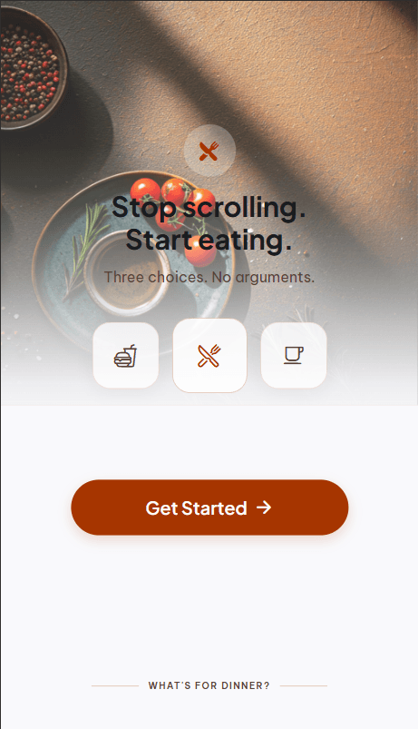 What's For Dinner app main screen